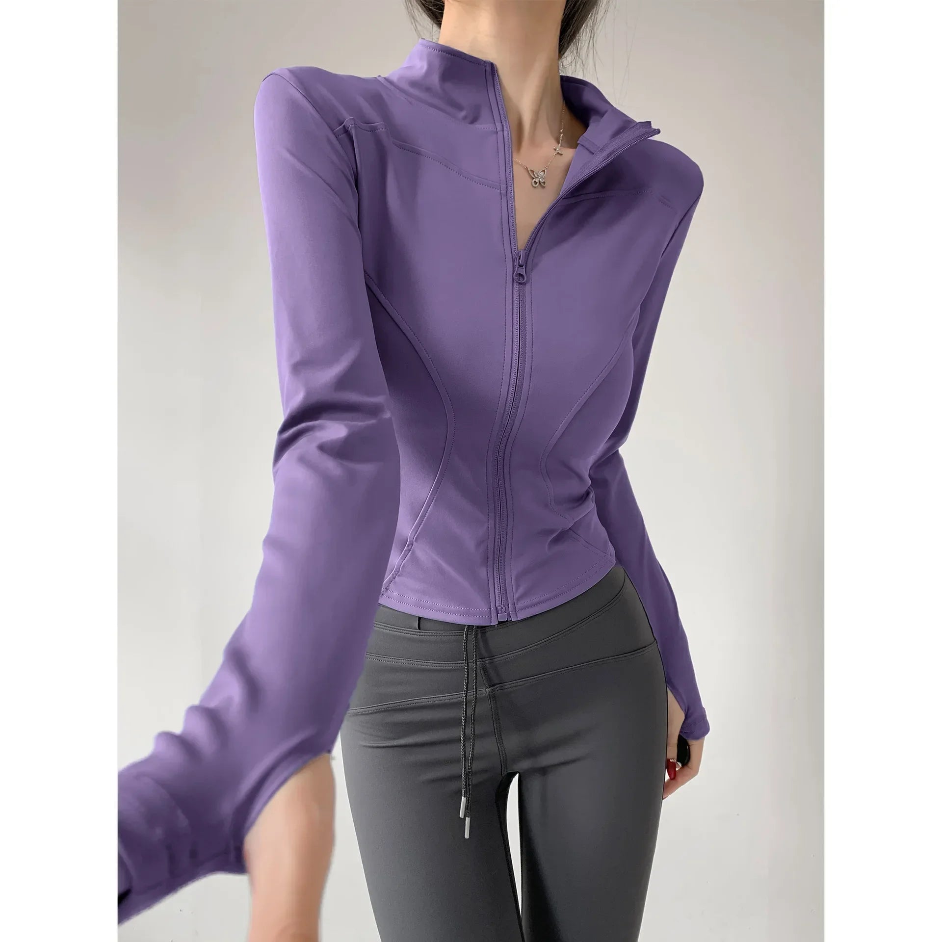 2024 Sun Protection Quick Dry Sports Coat Women's Tight Tops Long Sleeve Zipper Yoga Jacket Running Fitness Women's Jacket S-3XL