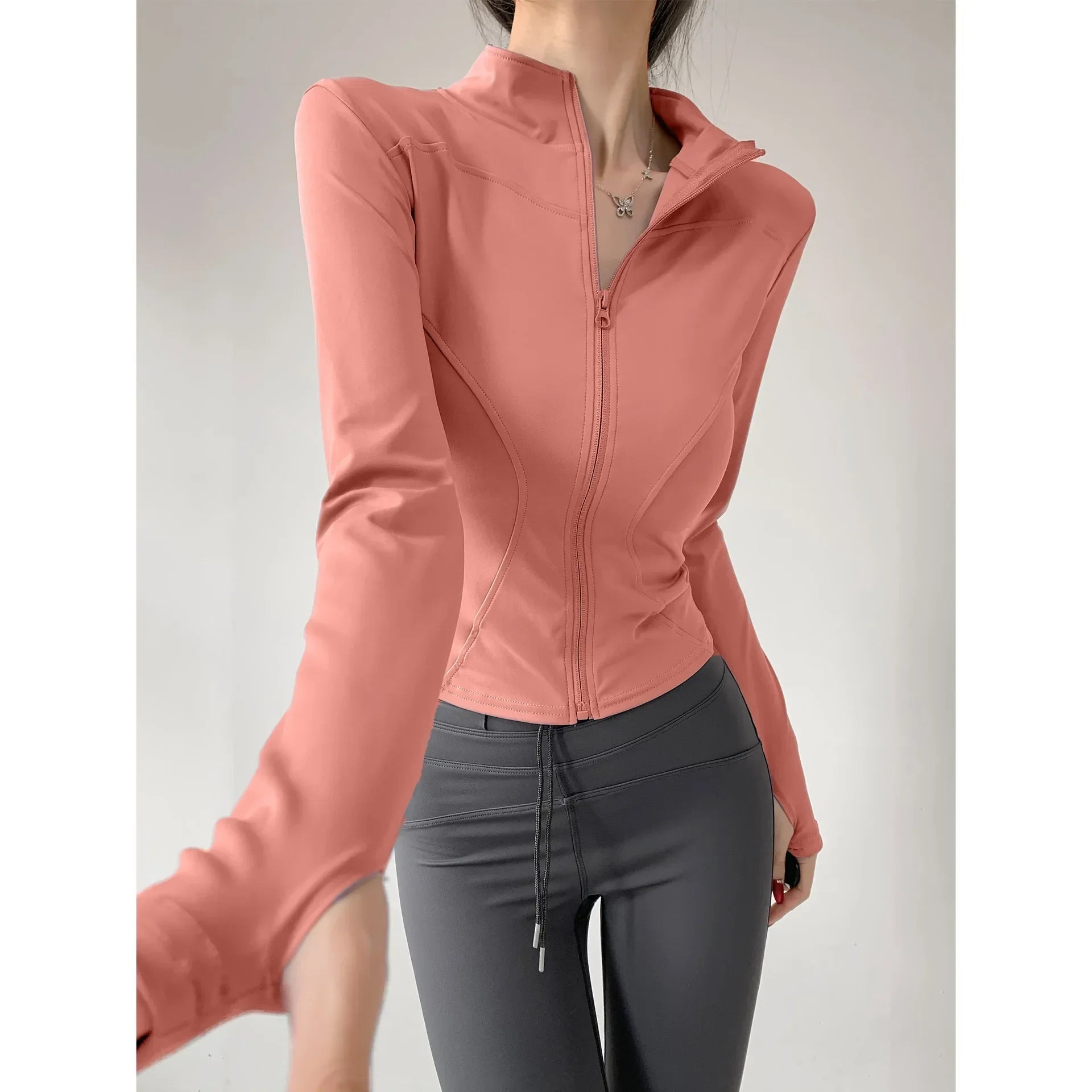 2024 Sun Protection Quick Dry Sports Coat Women's Tight Tops Long Sleeve Zipper Yoga Jacket Running Fitness Women's Jacket S-3XL