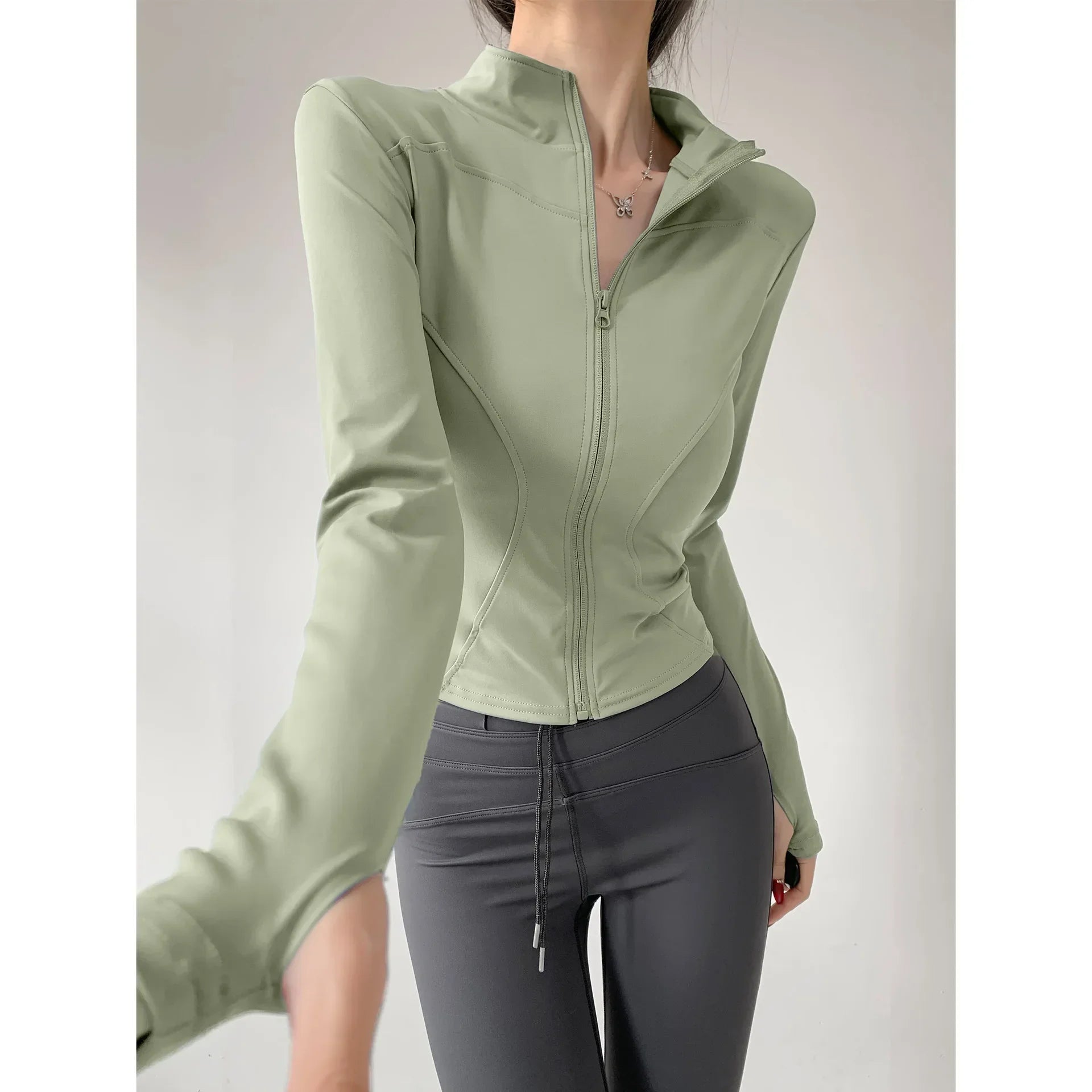 2024 Sun Protection Quick Dry Sports Coat Women's Tight Tops Long Sleeve Zipper Yoga Jacket Running Fitness Women's Jacket S-3XL