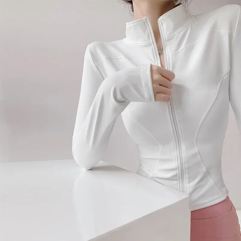 2024 Sun Protection Quick Dry Sports Coat Women's Tight Tops Long Sleeve Zipper Yoga Jacket Running Fitness Women's Jacket S-3XL