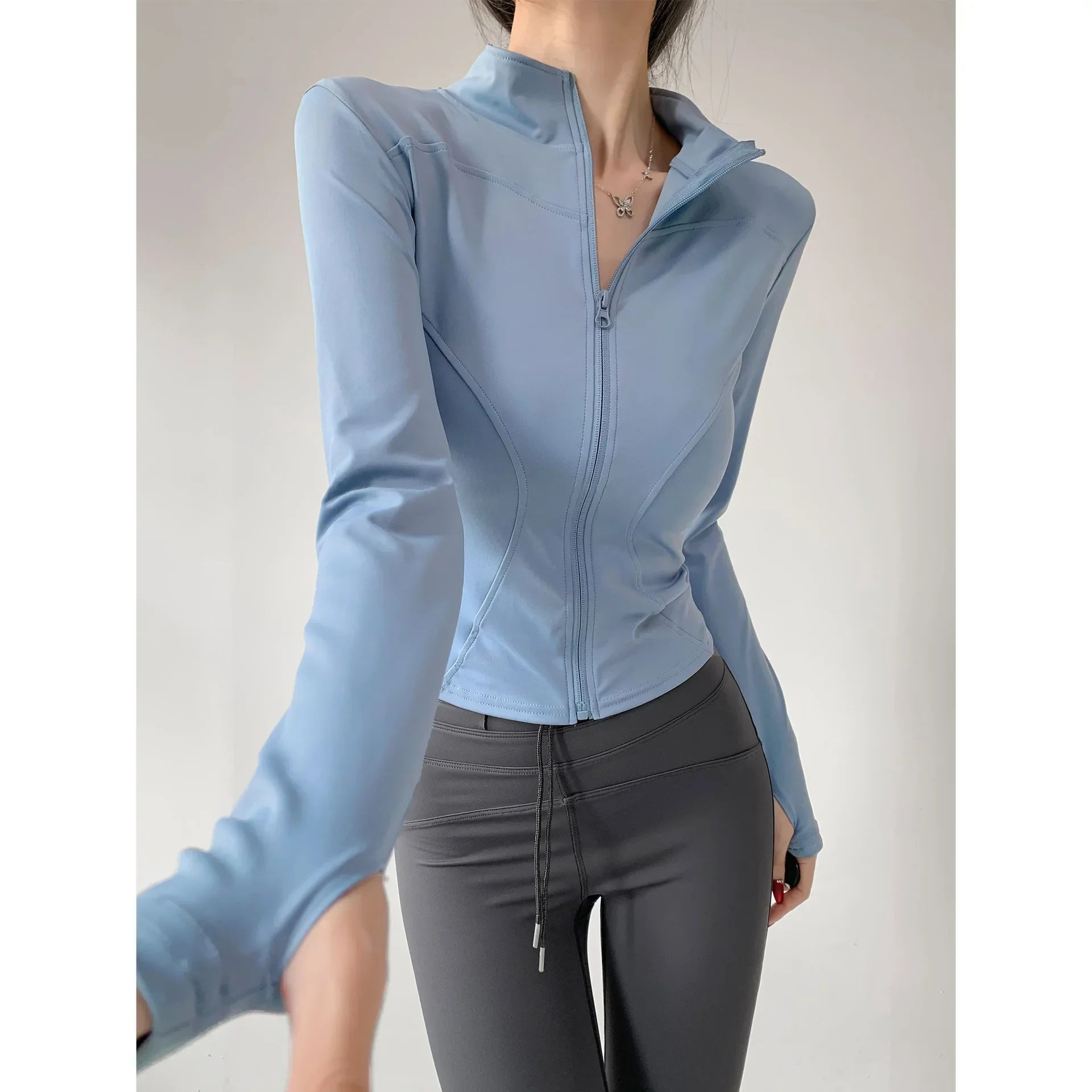 2024 Sun Protection Quick Dry Sports Coat Women's Tight Tops Long Sleeve Zipper Yoga Jacket Running Fitness Women's Jacket S-3XL