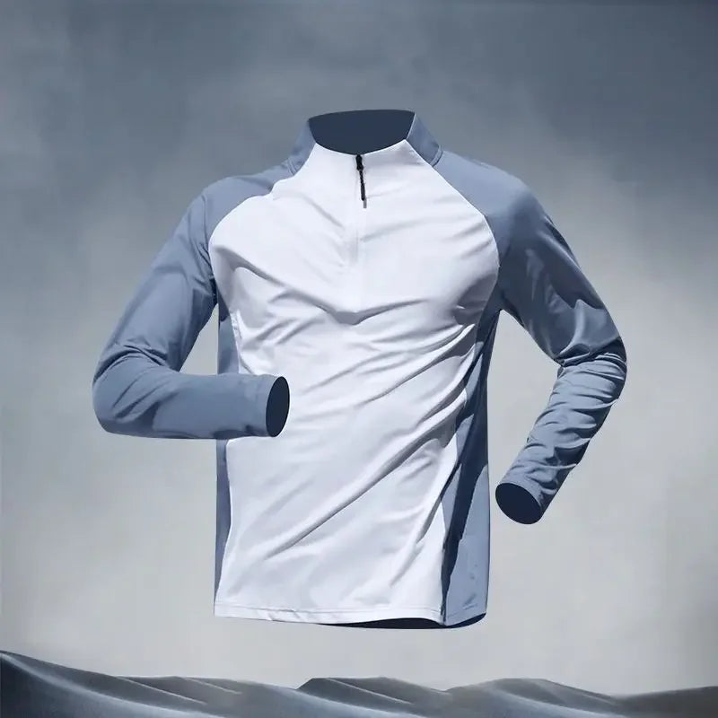 Quick Dry Male Clothes Tracksuit T-shirt Sets Spring Autumn Men Half Zipper Long Sleeve Breathable Sports Training Pants Suit