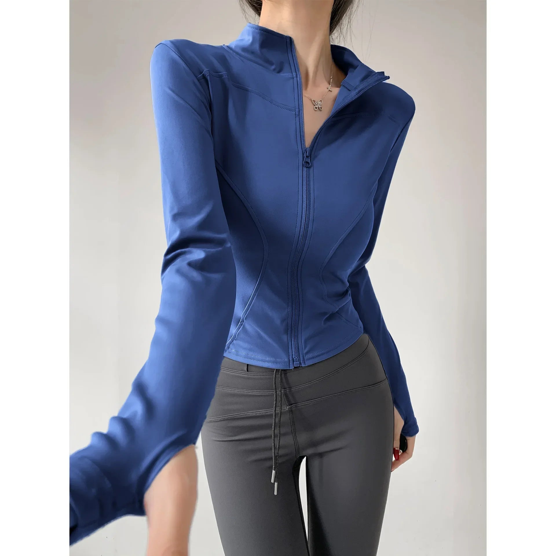2024 Sun Protection Quick Dry Sports Coat Women's Tight Tops Long Sleeve Zipper Yoga Jacket Running Fitness Women's Jacket S-3XL