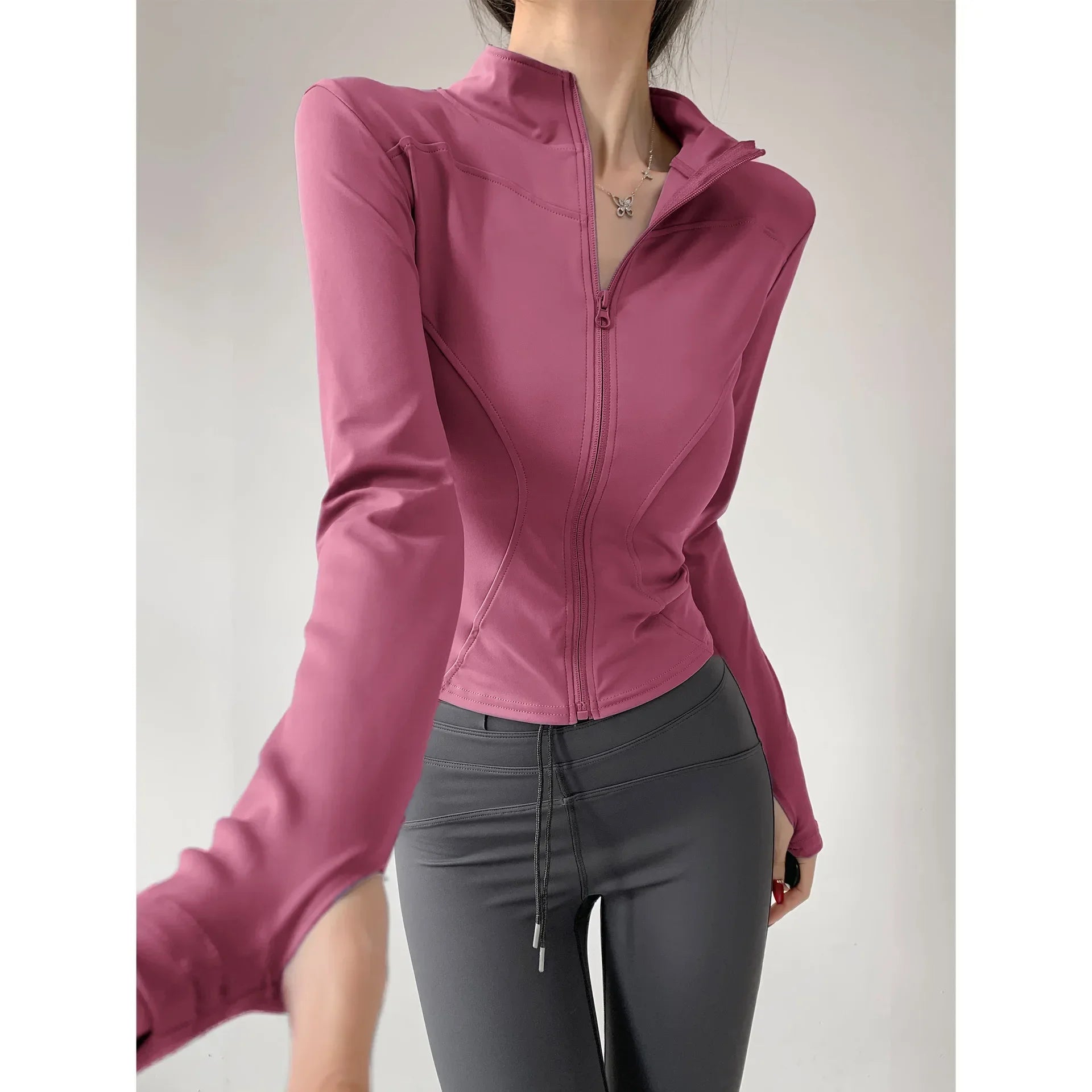 2024 Sun Protection Quick Dry Sports Coat Women's Tight Tops Long Sleeve Zipper Yoga Jacket Running Fitness Women's Jacket S-3XL