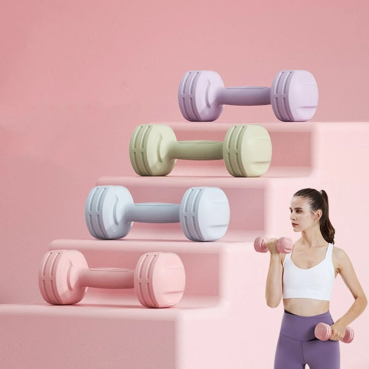1kg 2pcs Tpe Dumbbells Portable Outdoor Fitness Dumbbell For Men And Women Strength Muscle Training Professional Dumbbell